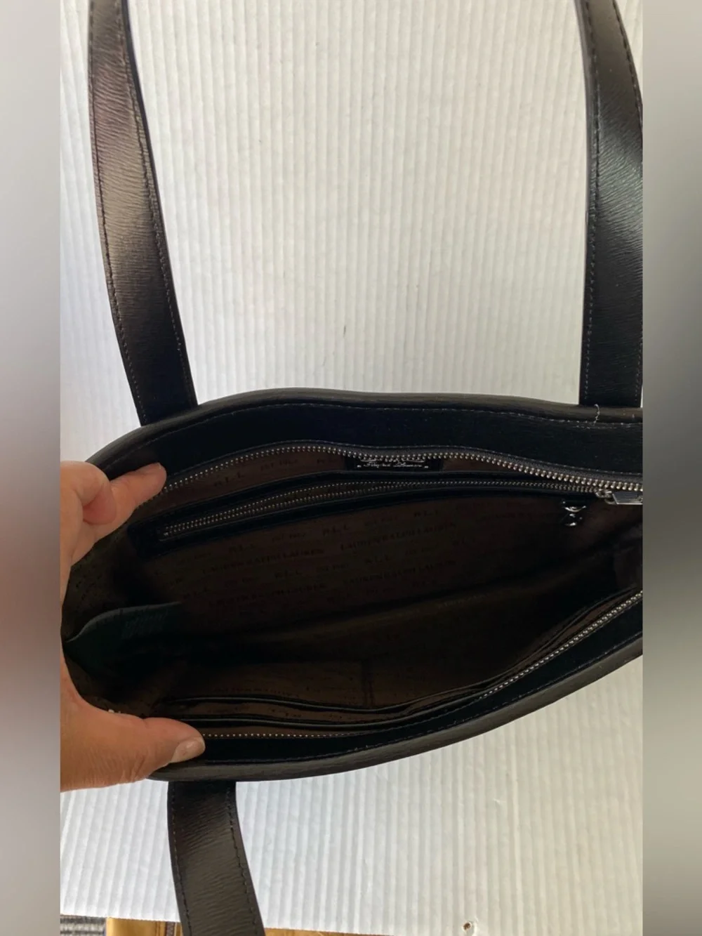 Lauren Ralph Lauren Sloan Street Black Saffiano Leather Shopper Tote Bag - Picture 10 of 15